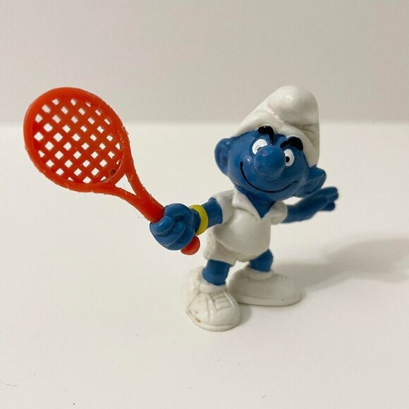 Vintage 1979 Smurfs Tennis Player Smurf with Racket Figurine - Picture 5 of 14